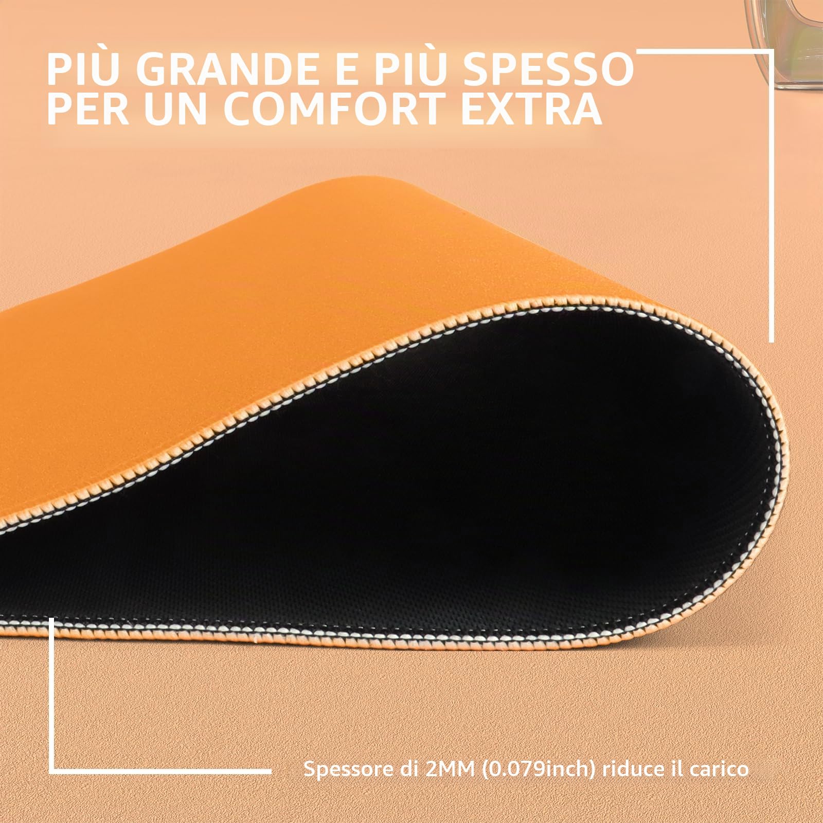 LexonElec x ATTACK SHARK Tappetino Per Mouse Da Gioco Medio, 17,32*15,75*0,078 Pollici, Base In Gomma Antiscivolo, Ottimizzato Per Sensori Da Gioco, Tappetino Per Mouse Impermeabile Per e-Sport-Orange