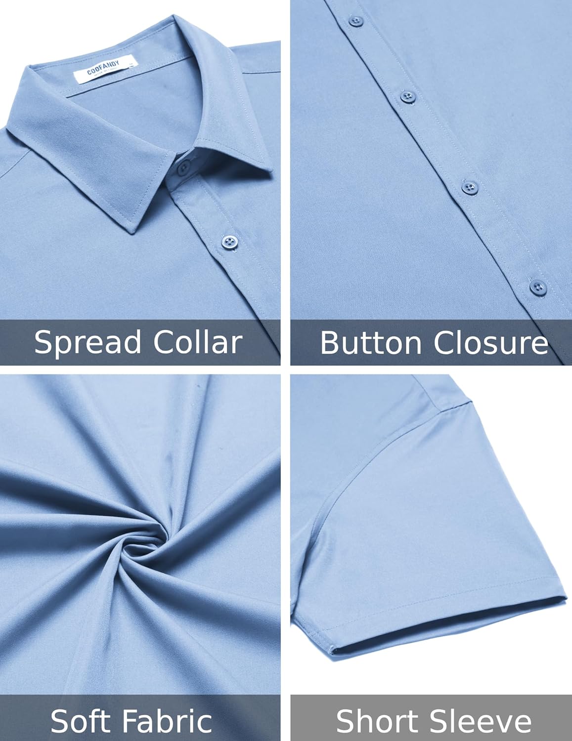 COOFANDY Men's Casual Dress Shirt Short Sleeve Button Down Shirts Summer Wedding Untucked Shirt - Image 6
