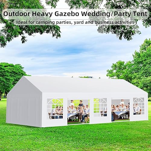 Miniatura 2 de 20x32 FT Outdoor Party Tent, Heavy Duty Wedding Gazebo with Removable Sidewall Windows, and 3 Storage Bags, Large Canopy for Wedding Parties,