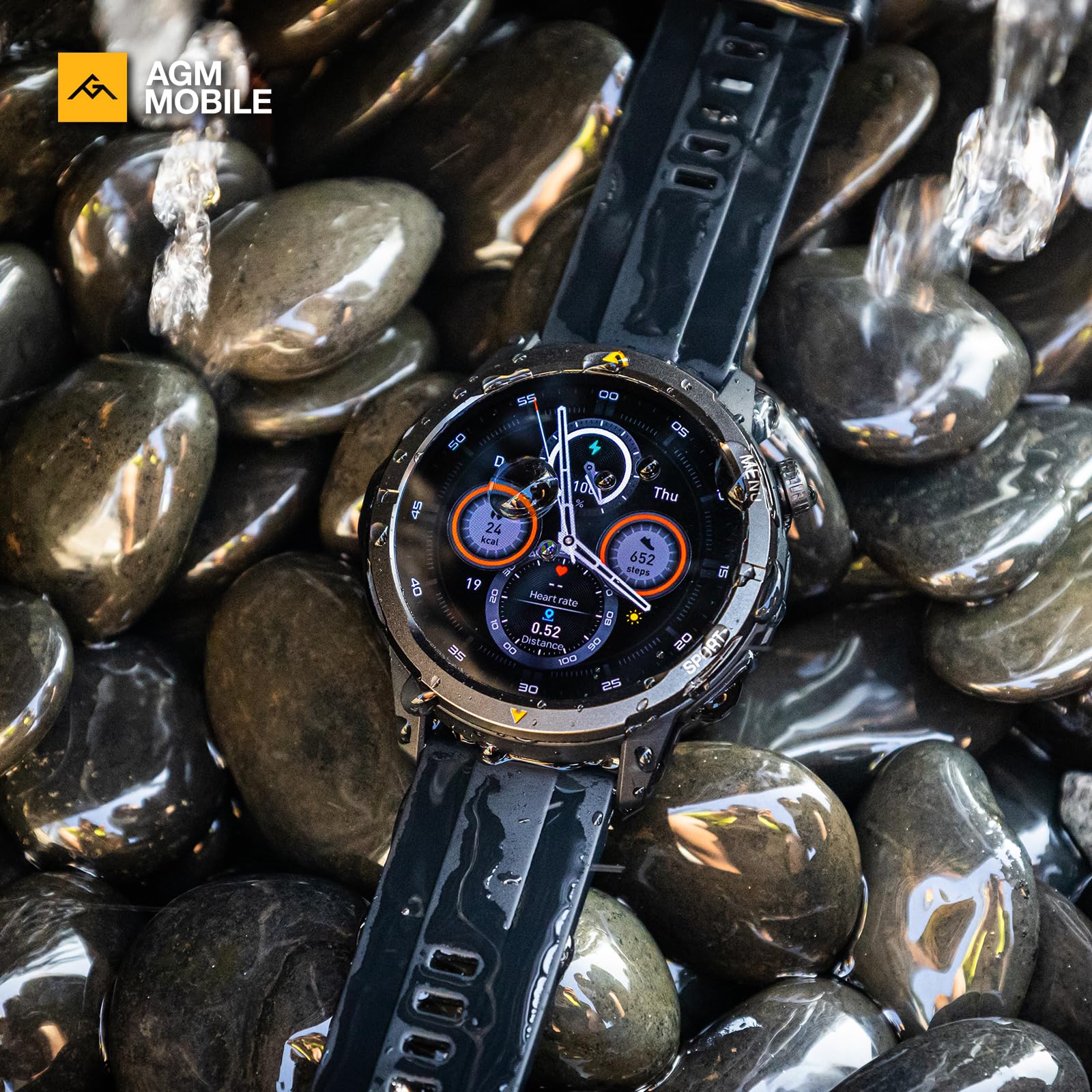 AGM Orologio fitness 2025, orologio sportivo HD AMOLED da 1,43", con oltre 100 modalità sportive, smartwatch con GPS, frequenza cardiaca, monitor del sonno, impermeabile fino a 5 ATM, per Android e | 5 ATM, chiamate Bluetooth, batteria da 300 mAh, per cor