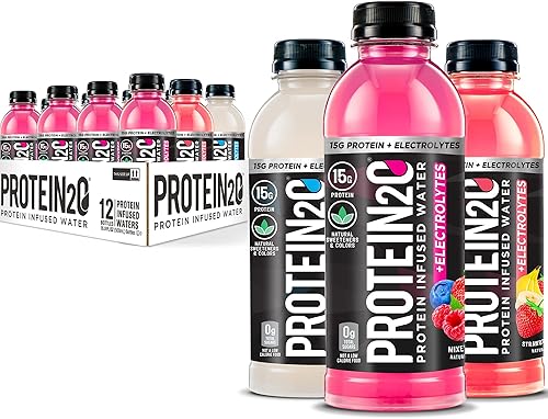 Protein2o 053oz de agua con infusión de proteína de suero de leche electrolitos paquete variado 169 onzas líquidas paquete de 12