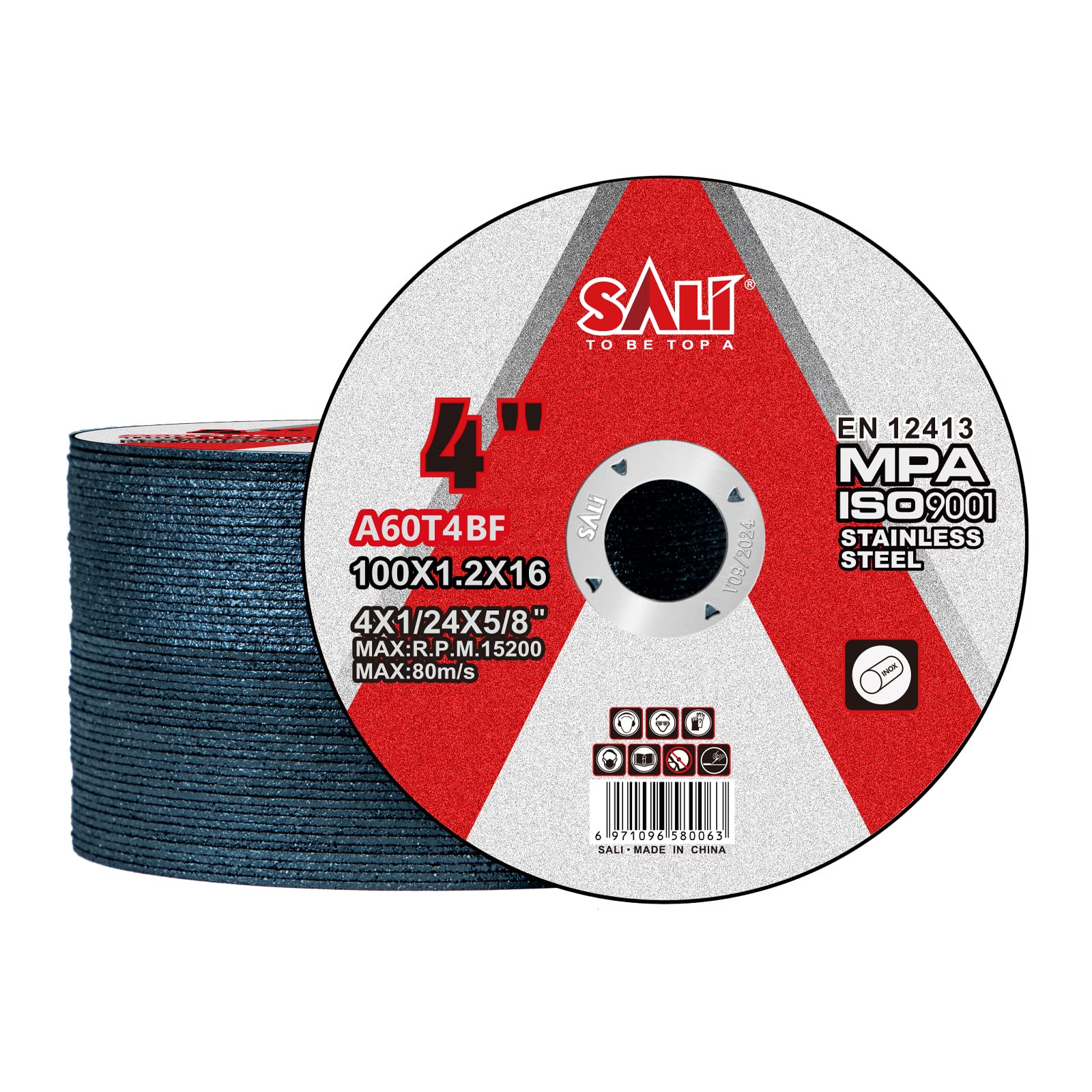 SALI Lot de 50 roues de coupe de 10,2 cm x 1/24 x 5/8 pouces professionnel en acier inoxydable, meuleuse d'angle, disques de coupe avec coupe agressive
