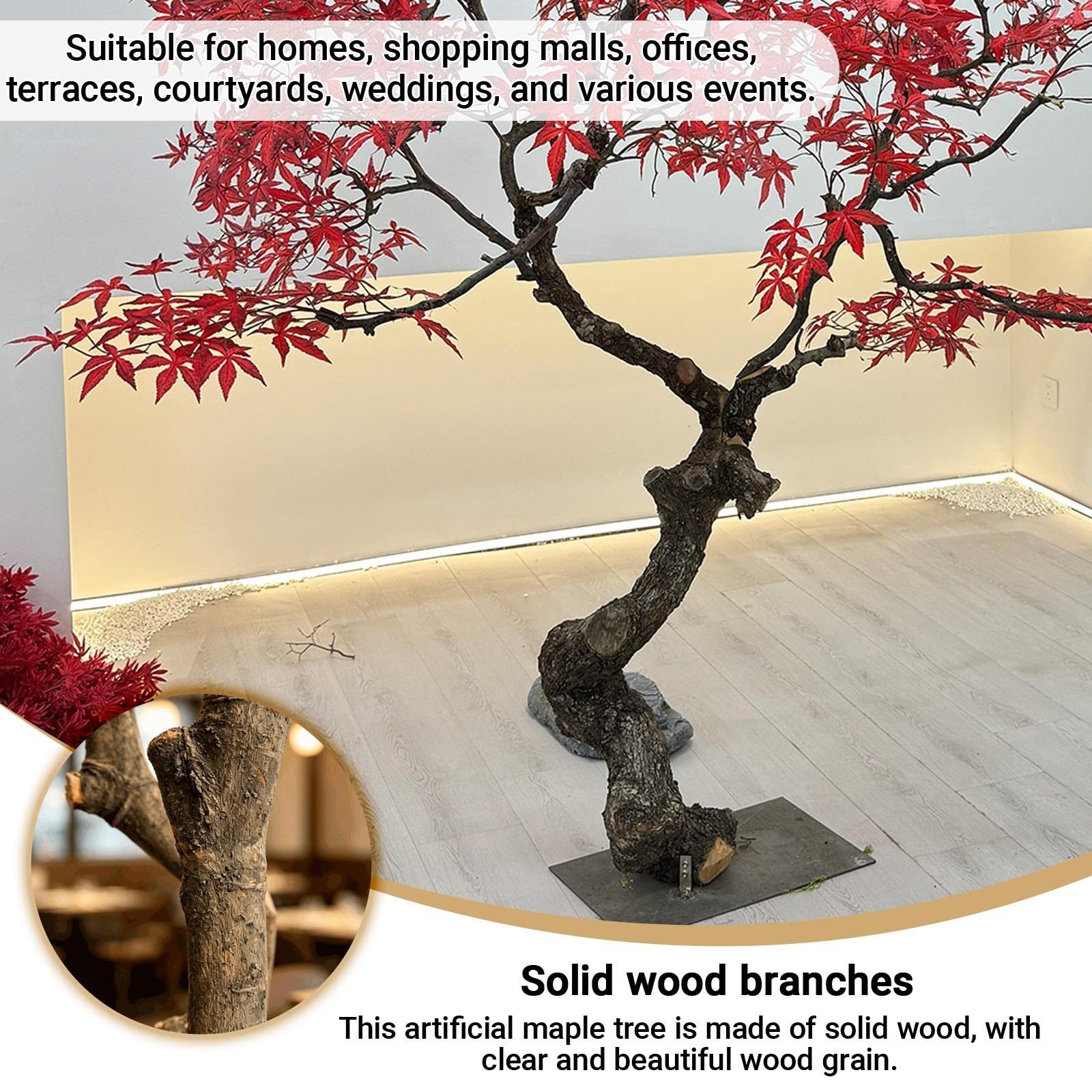 Home Mall Acero Giapponese Artificiale Rosso, Grande Albero Decorativo