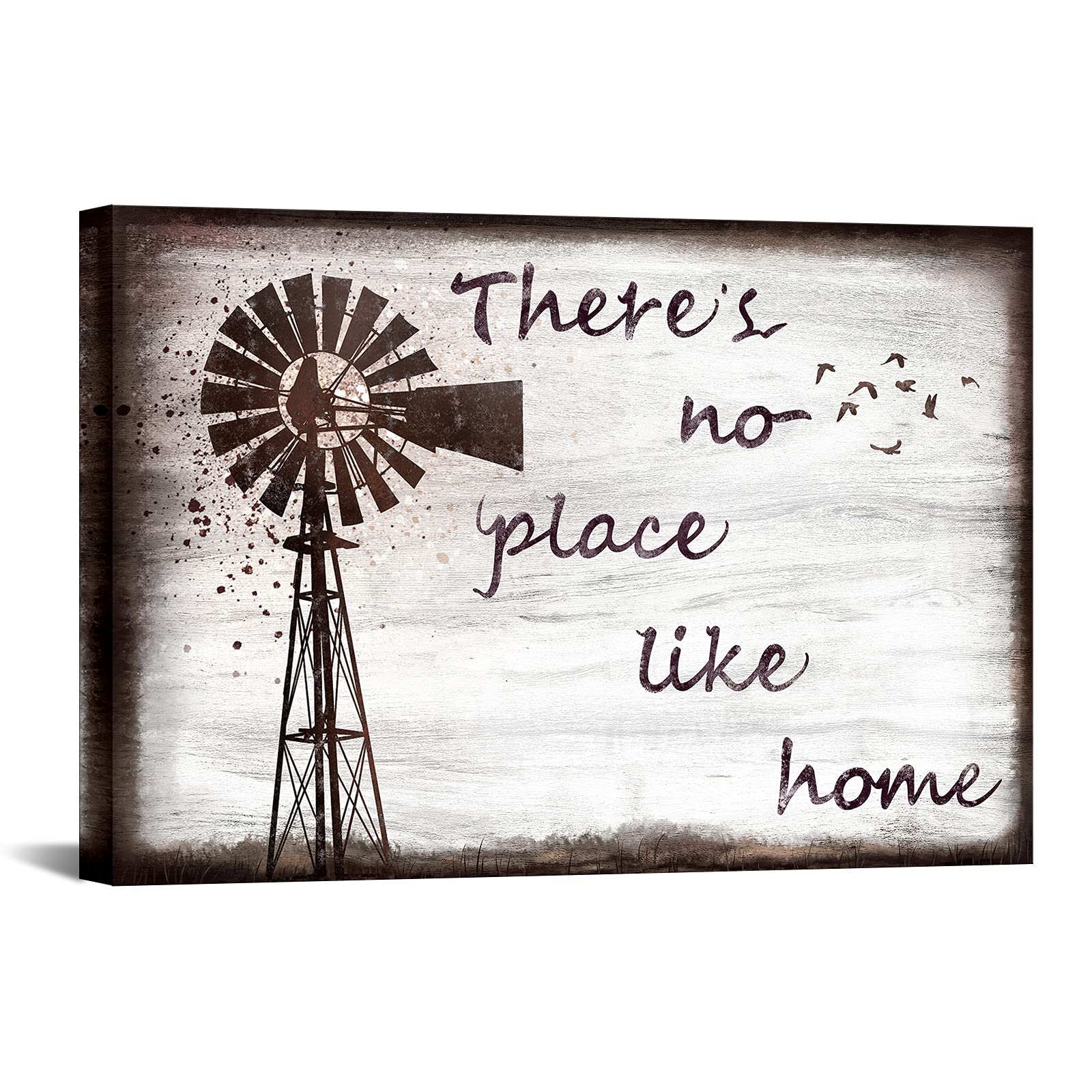 sechars Home Quotes Wall Art Vintage Farmhouse Windmill Painting Art Prints Family Family Sign Canvas Rustic Home Wall Decor Ready to Hang 16x24inches