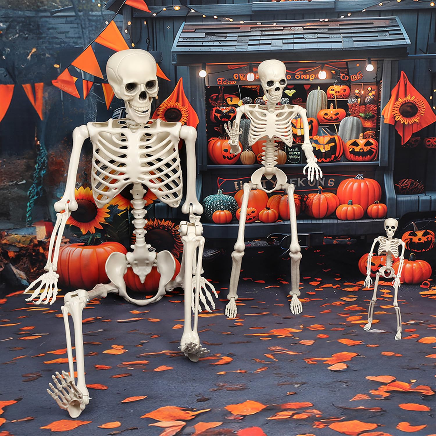 Amazon | ハロウィン 飾り 骸骨 90cm 可動式 スケルトン 人体模型 骨格