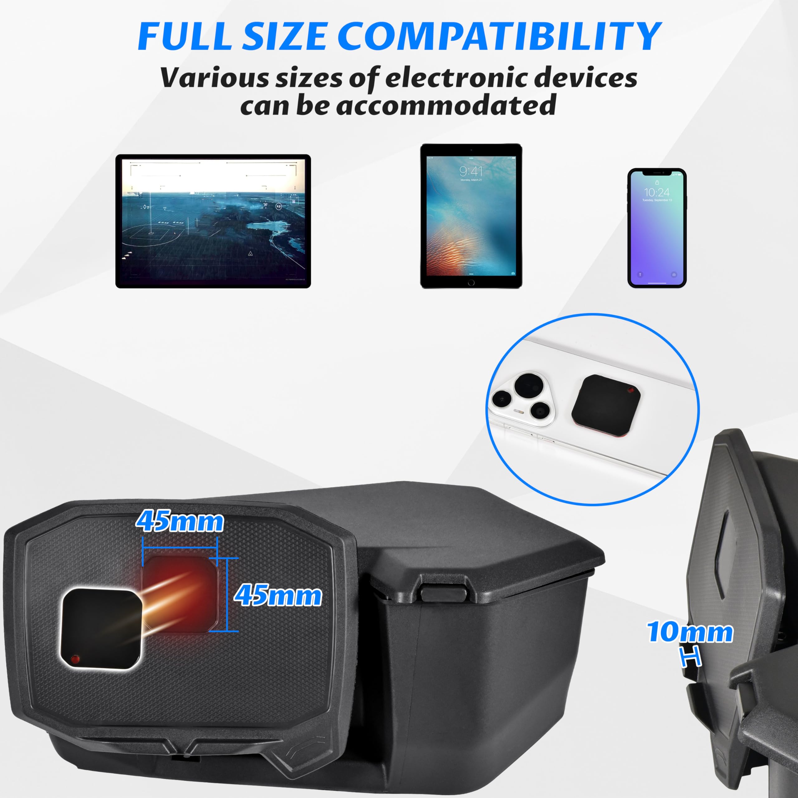 SAUTVS Tablet Phone Device Holder with Storage Box for Can-Am Maverick R, Adjustable Electronic Device Holder GPS Phone Tablet Mount for Can Am Maverick R MAX X RS 2024+ Accessories (#715007176)