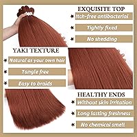 Vista 3 de Cabello trenzado de jengibre preestirado, 6 paquetes de 24 pulgadas, cabello sintético preestirado, trenzas naturales de fácil torsión, ajuste