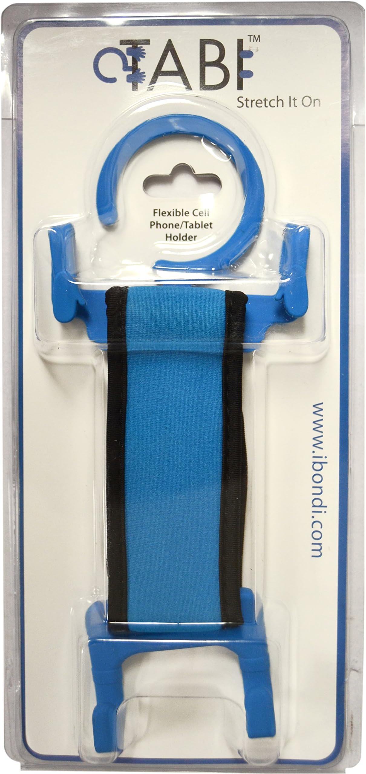 TABI- Stretch it on! – 2-in-1 Travel Stand/Holder That Works virtually with All Large Smartphones and Tablets. with its Adjustable Stretch Band Blue