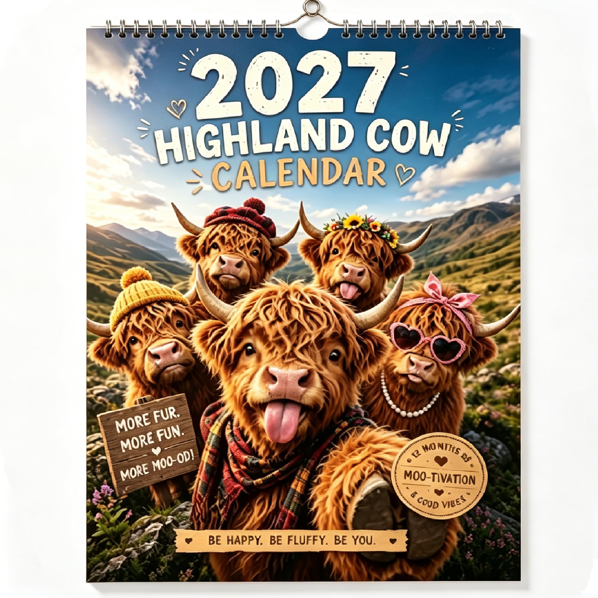 2027 Wall Calendar, Family Home Planner Wall Calendar, Funny Cat Calendars (Green2)