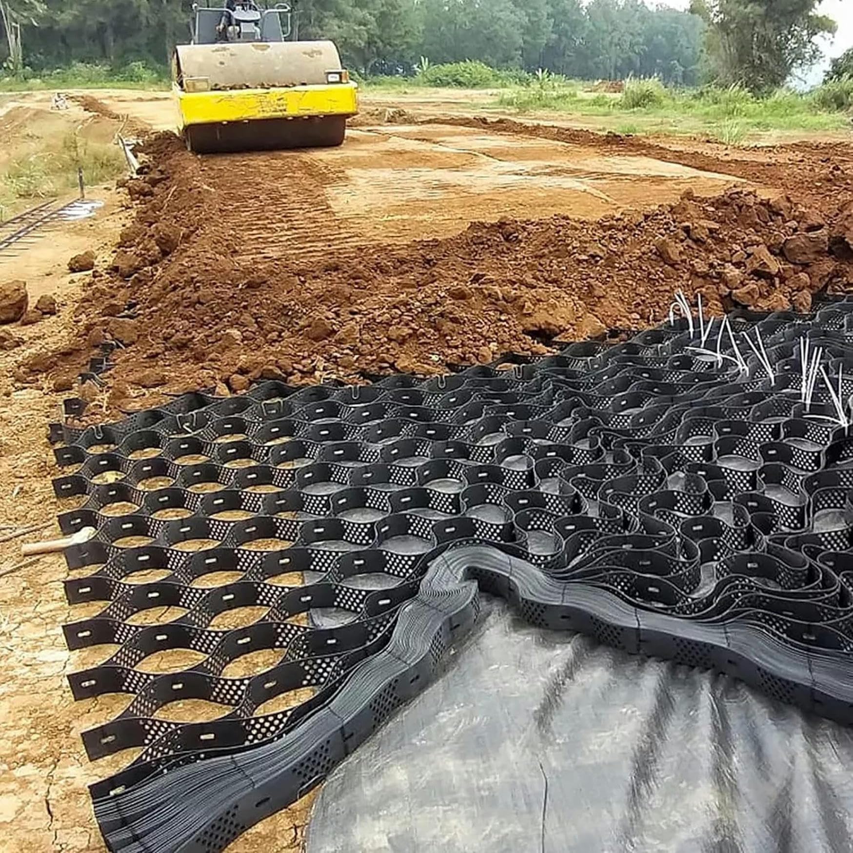 Btoiasyhf Driveway Pathway Geocell Gravel Grid, Extra Wide Pathways Gravel Stabilizer Geocell Grid, High-Strength Heavy Load Resistance Geogrid Paver (Size : 4X10m(13X33ft))