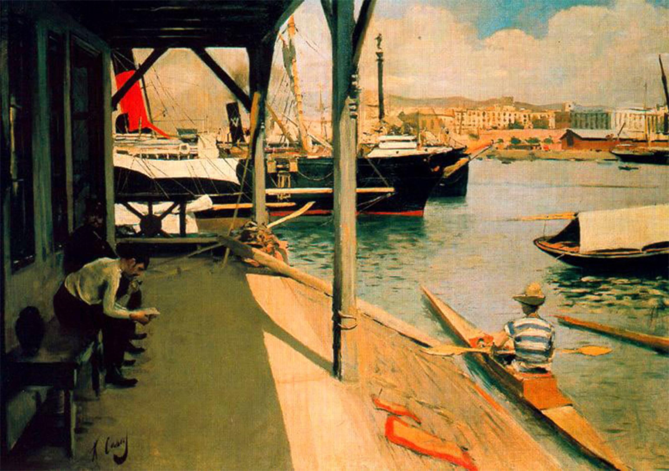 SERENDIPITP Retro Picture Poster Wall Art Pictures Painting Puerto by Ramon Casas Y Carbó Wall Art Canvas Print for Wall Decor 60x90cm