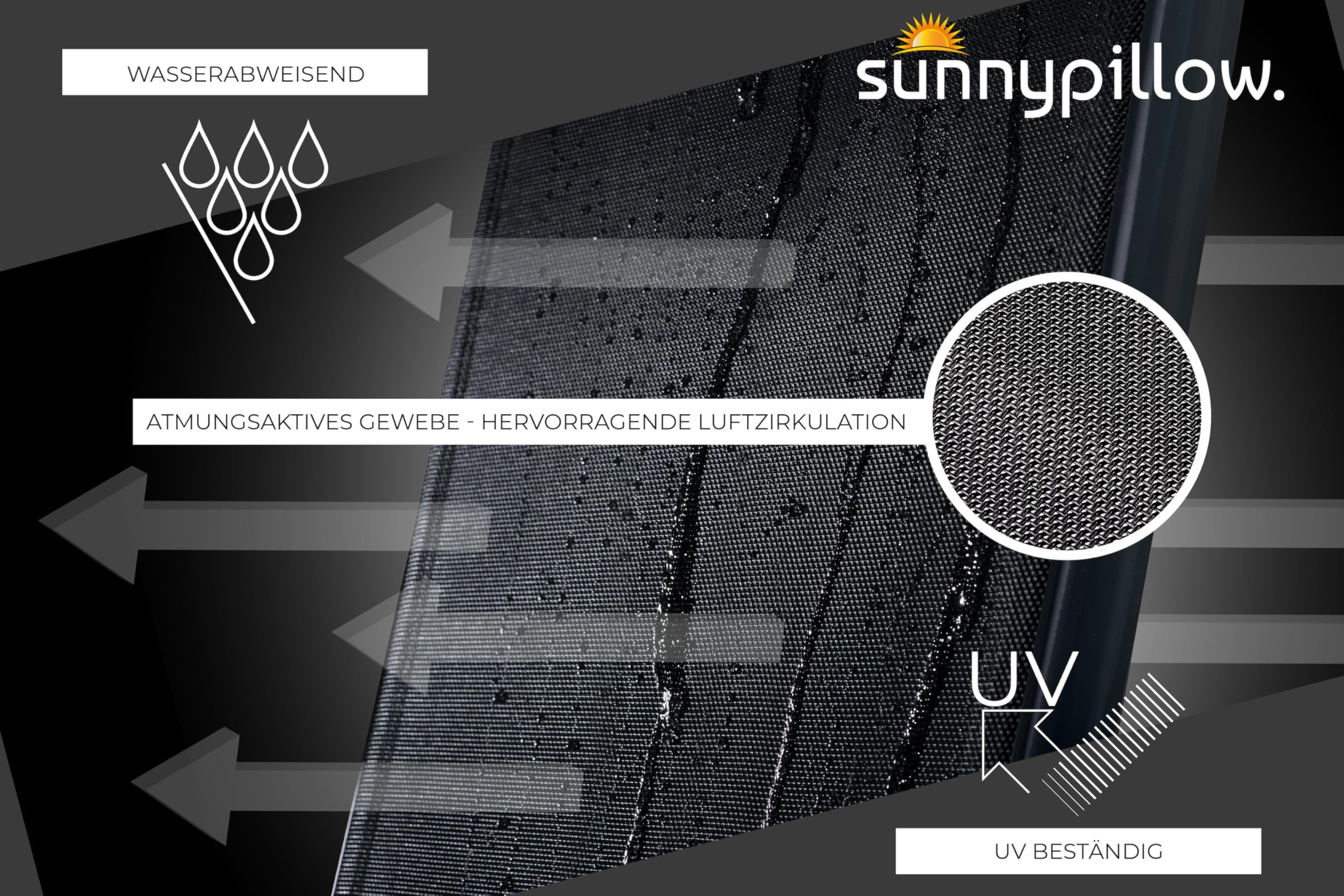 sunnypillow 4er Set Stapelstühle schwarz – Hochlehner Gartenstühle mit Armlehnen, stapelbare Terrassenstühle aus Textilene & pulverbeschichtetem Stahl, belastbar bis 120 kg, ideal für Innen und Außen