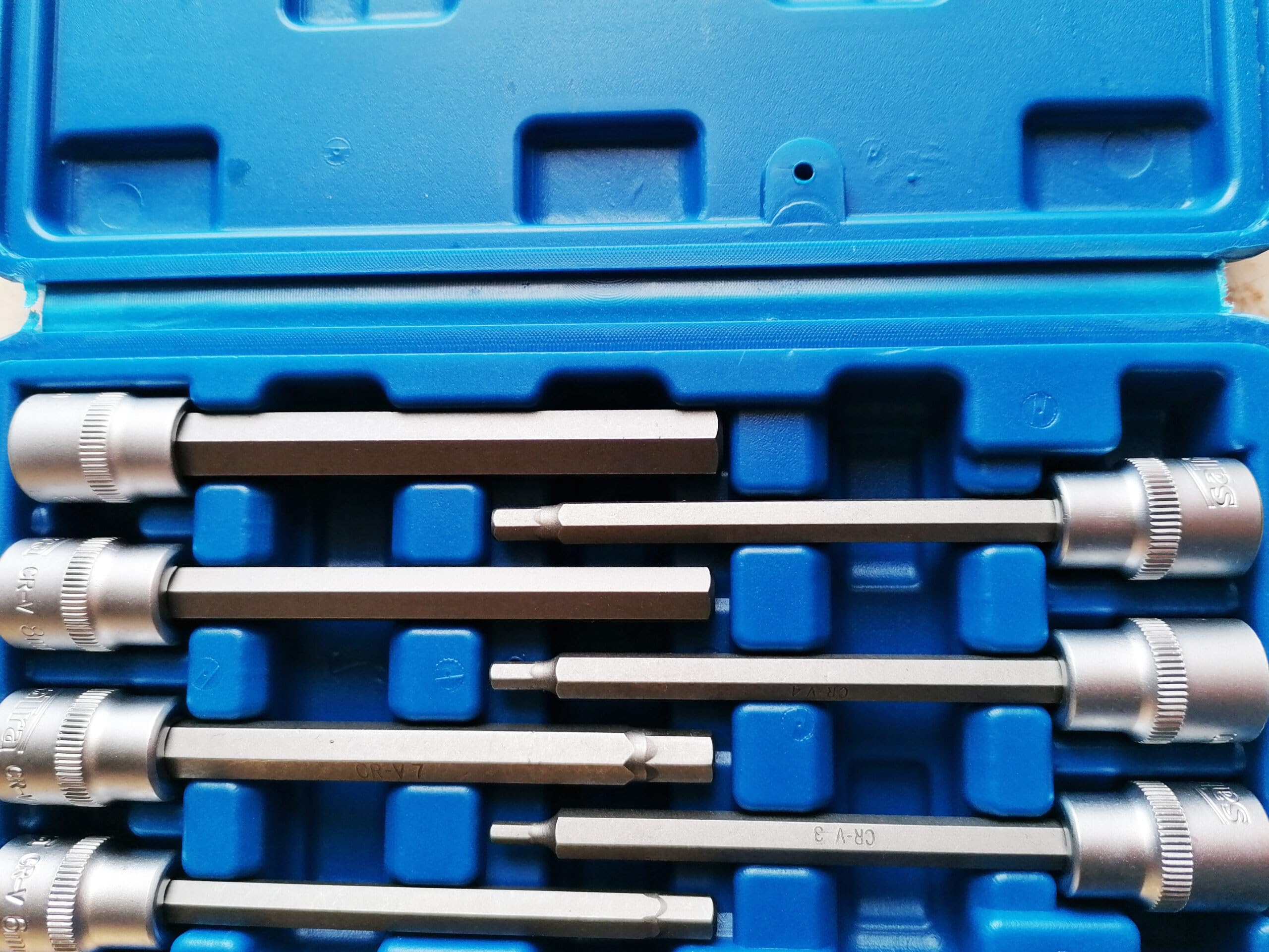Allen Bits 10 mm. Long with 3/8" Socket 7 Pieces in Case