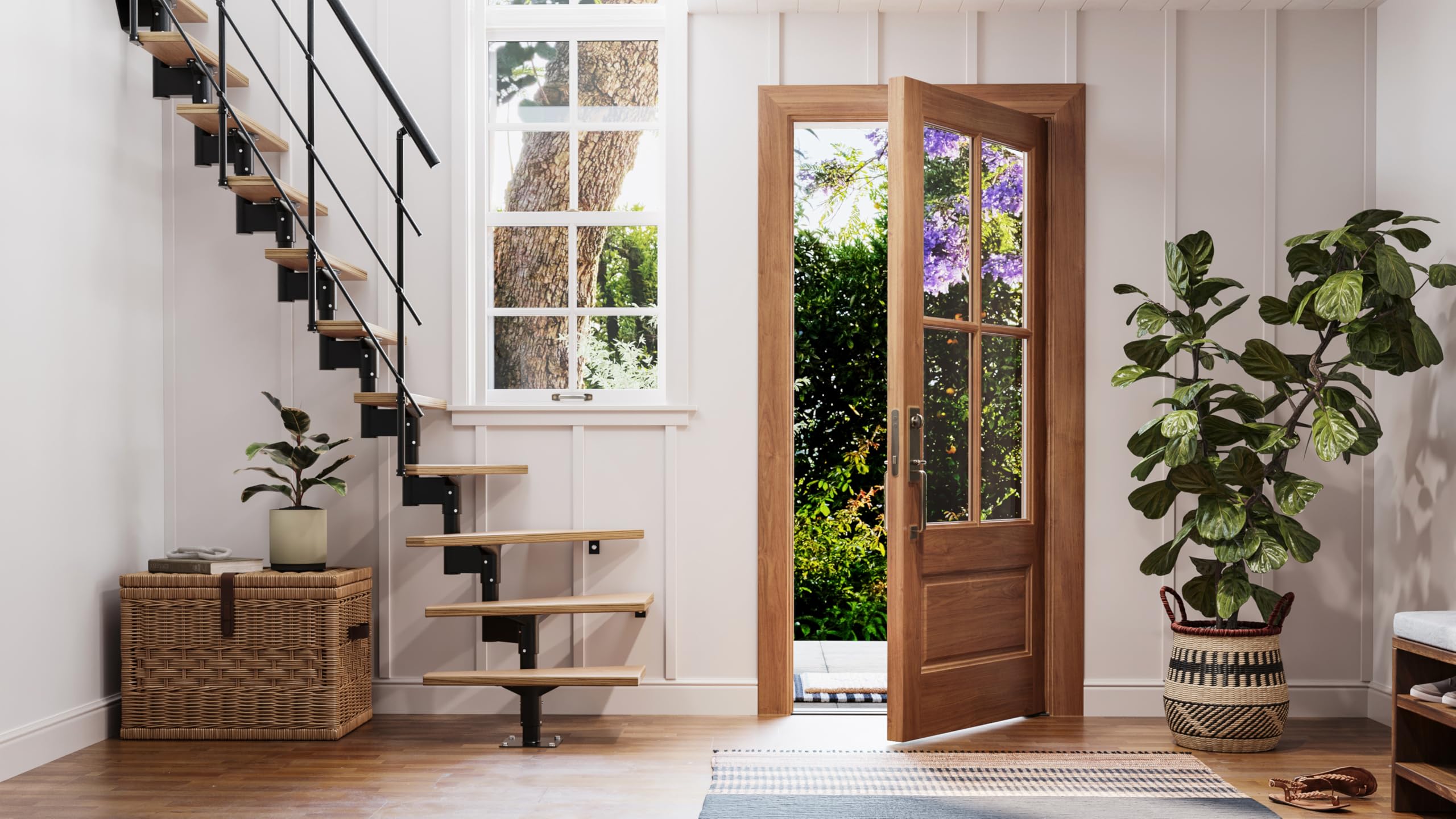 DOLLE Elegante Raumspartreppe in modernem Design, edlem Schwarz und Stufen aus Buche Multipex