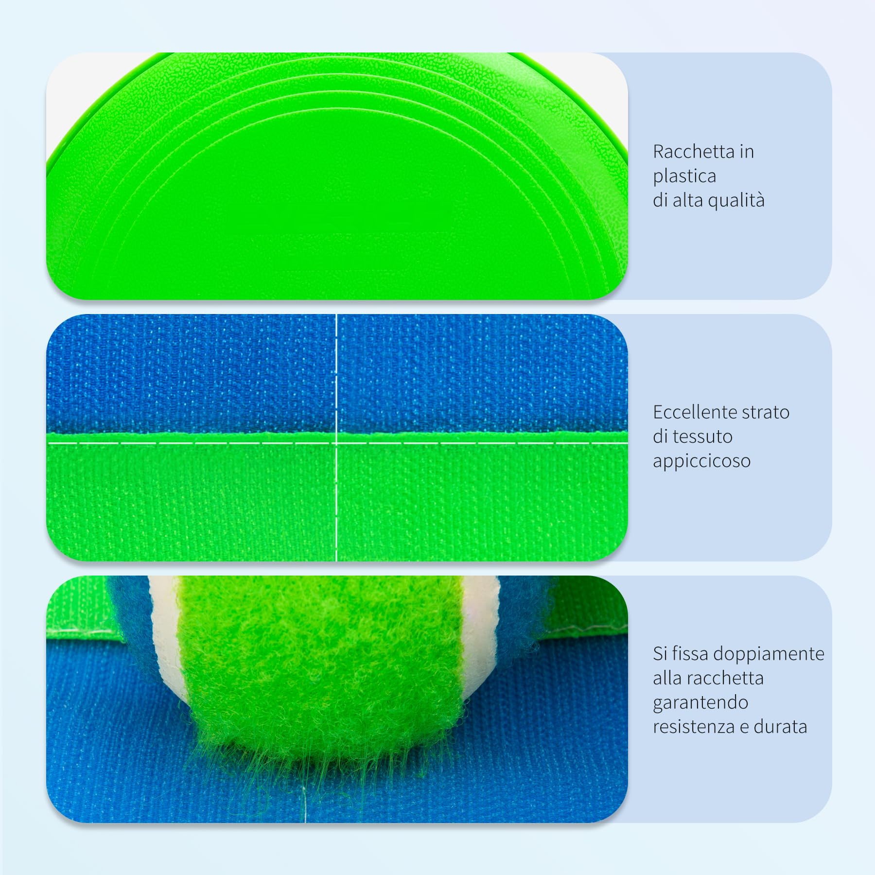 U&C Planet Catchball Game - Gioco di Lancio e Cattura della Palla in Velcro Impermeabile per Bambini 3-12 Anni - 4 Palette e 4 Palle - Giochi di Famiglia all'Aperto, Blu e Verde