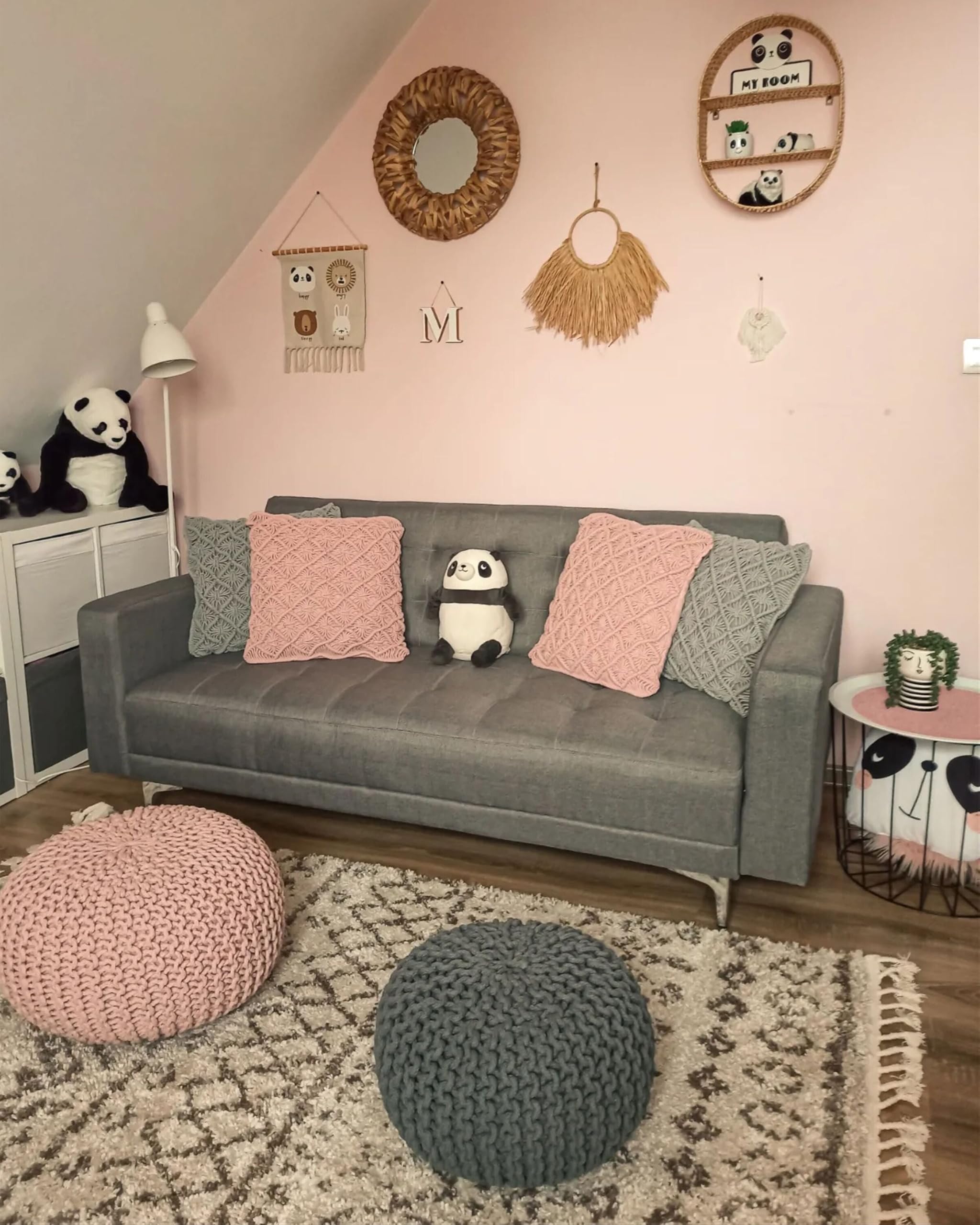 Beliani Pouf poggiapiedi in tessuto rosa 40 x 25 cm
