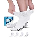 Doctor\'s Select Diabetic Socks with Grips for Women and Men - 4 Pair | White | Neuropathy Socks for Men | Non Slip Socks Mens | Diabetic Ankle Socks for Men | Diabetic Socks for Men 9-12