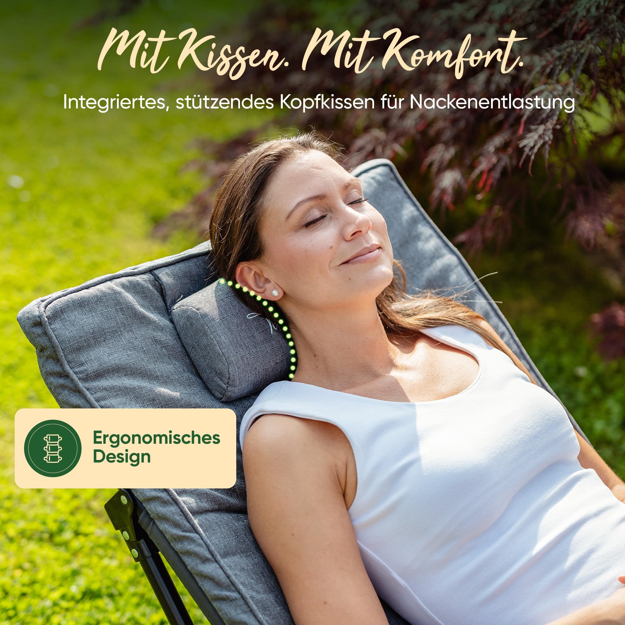 Sonnenliege klappbar [2 in 1 Gartenliege Wetterfest] Stuhlfunktion bis zu 200 KG Belastbar zum Sonnenbaden, Lesen, Entspannen Camping oder Garten