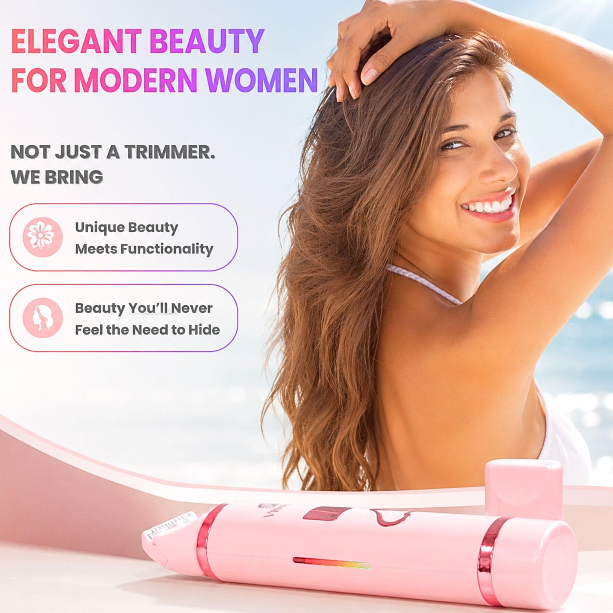 Maquinilla de afeitar eléctrica para mujer, recortadora de bikini y removedor de vello facial, recargable con hoja de cerámica, impermeable, pantalla LED, USB-C, bloqueo de viaje, regalo