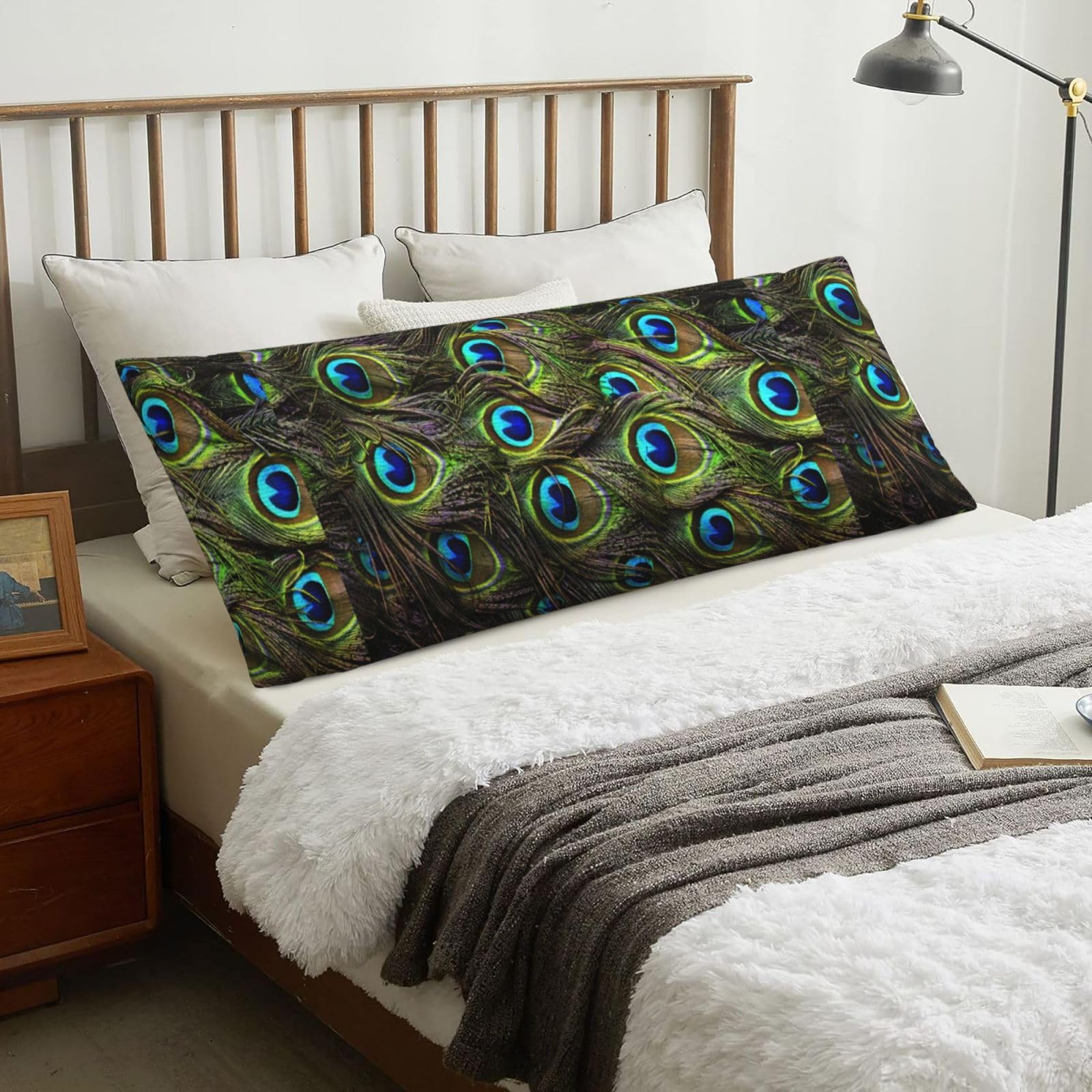 Fresh Peacock, Body Pillow Cover with Zipper,Long Body Pillowcase 20 x 60 in