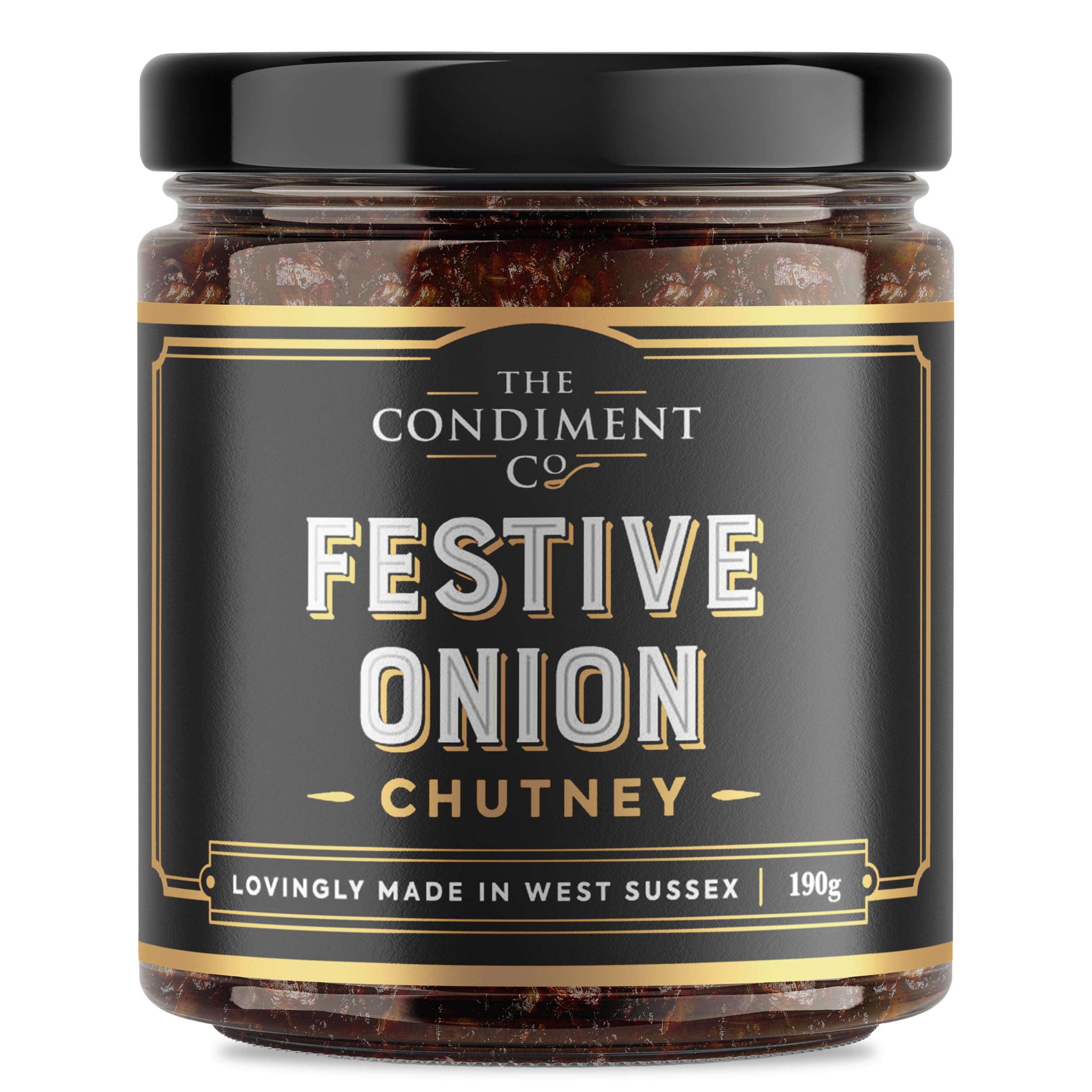 The Condiment Company Festive Onion Chutney 190g - Rich Christmas Chutney with Caramelised Red Onion, Orange Zest & Warming Spices - Gluten Free, Vegan & Perfect with Cheese or Cold Meats
