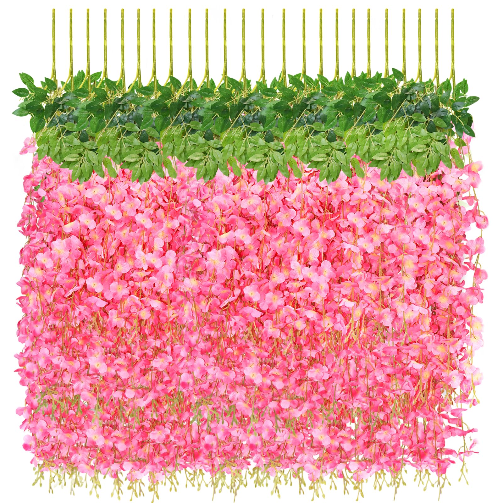 jabeick 12 PCS Wisteria Hanging Flowers, 3.6ft Fake Vines Artificial Wisteria Garland Silk Flower String for Wedding Arch Garden Party Home Ceiling Wall Backdrop Tent Decoration (Pink)-image-37