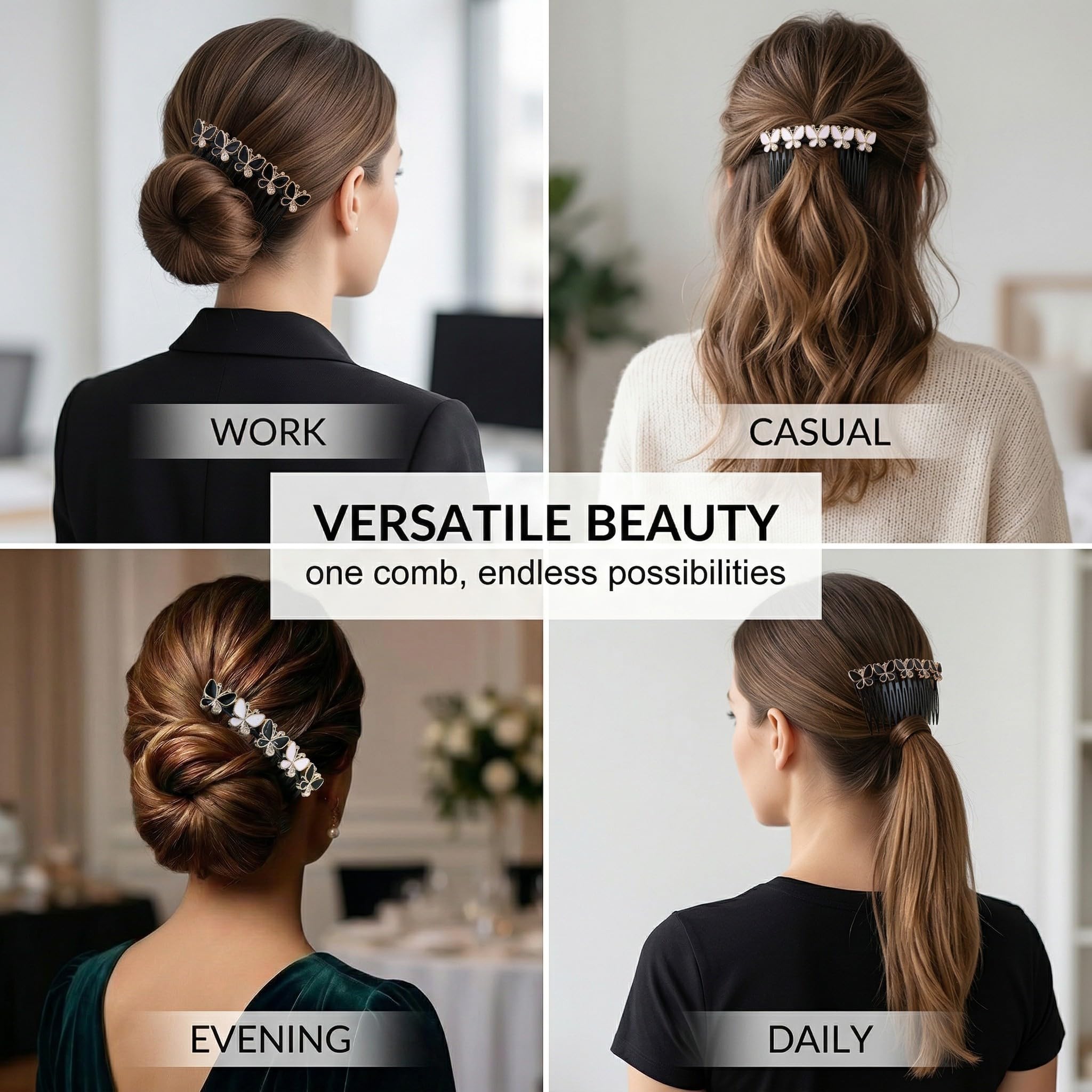 Set di 3 Pettinini per Capelli a Farfalla in Acrilico Set Pettini Vintage Piccolo Pettine Laterale per Donna Accessori Capelli Eleganti Matrimonio e Quotidiano