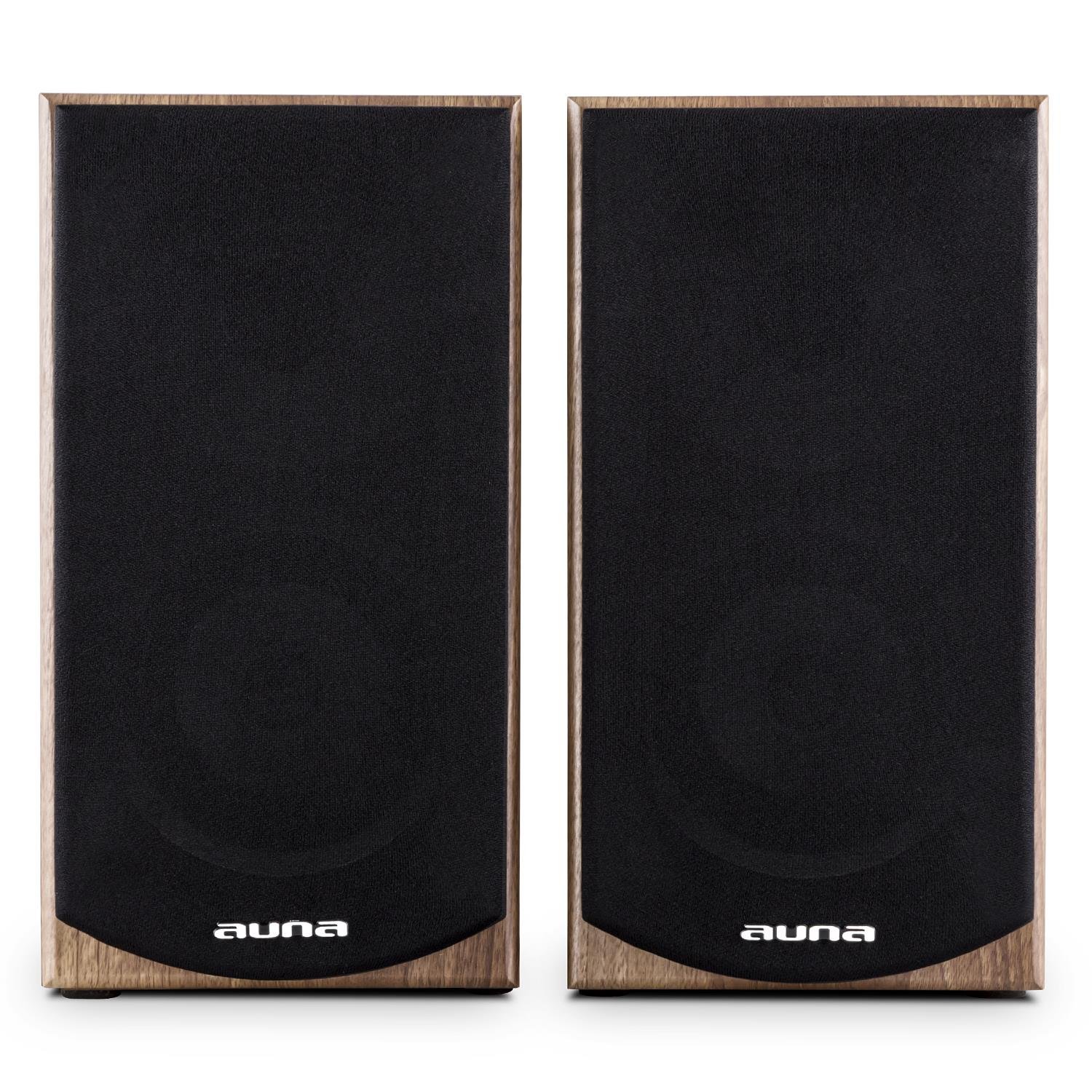 AUNA Linie 501 BS - Coppia di Diffusori da Scaffale, Altoparlanti Passivi, Casse Speaker, Tecnologia a 2 Vie, Midrange di 10 cm, Tweeter di 2.5 cm, 50 Watt RMS, Noce