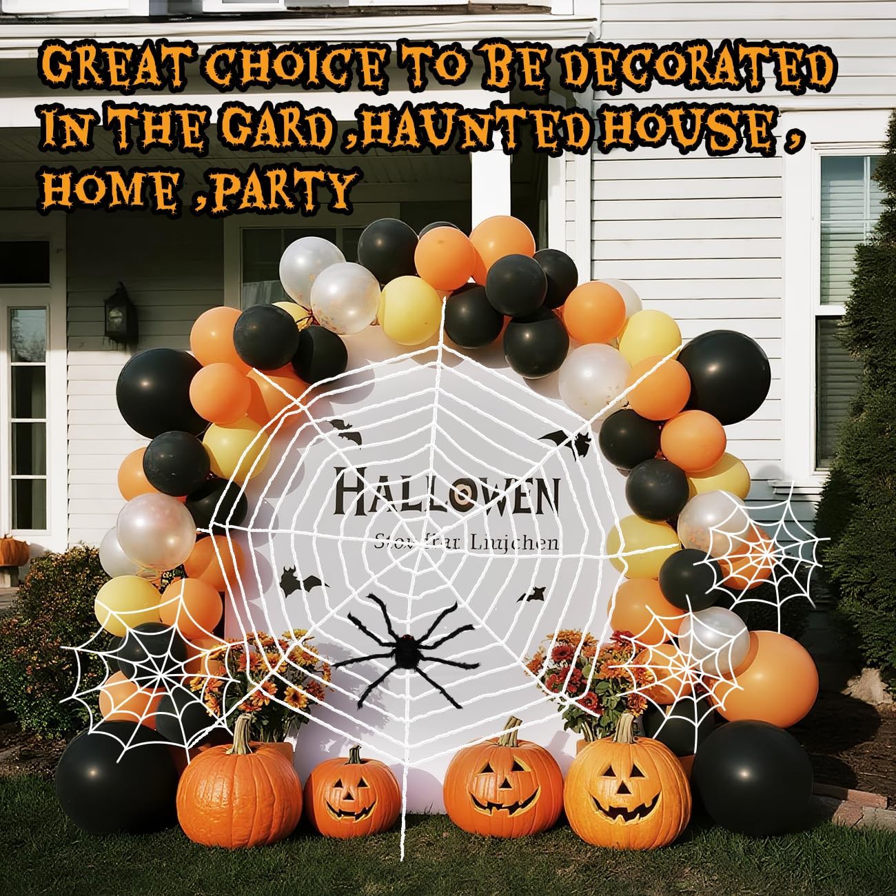FathiSooc Spider Webs Halloween Decorations Outdoor, 12.5ft 9 Coils White Fake Spider Web, Scary Haunted House Outdoor Wall Decor for Halloween Party Hanging Decorations (12ft 9 Coils-White)