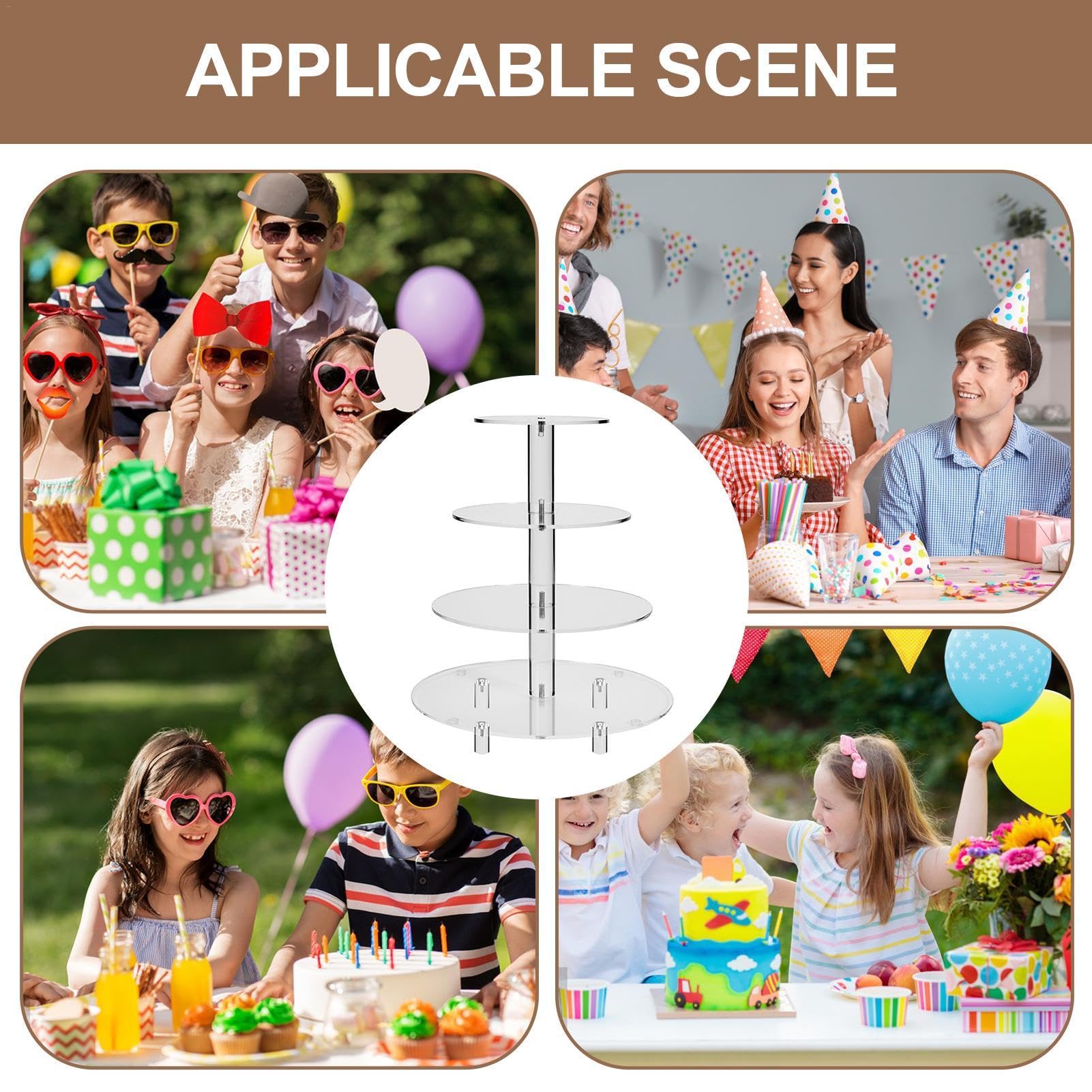 Soporte Acrílico Para Cupcakes Soporte para Tartas Estable, Antideslizante | Soporte Para Cupcakes Y Torre De Postres Para Días Festivos, Cumpleaños, y Bodas