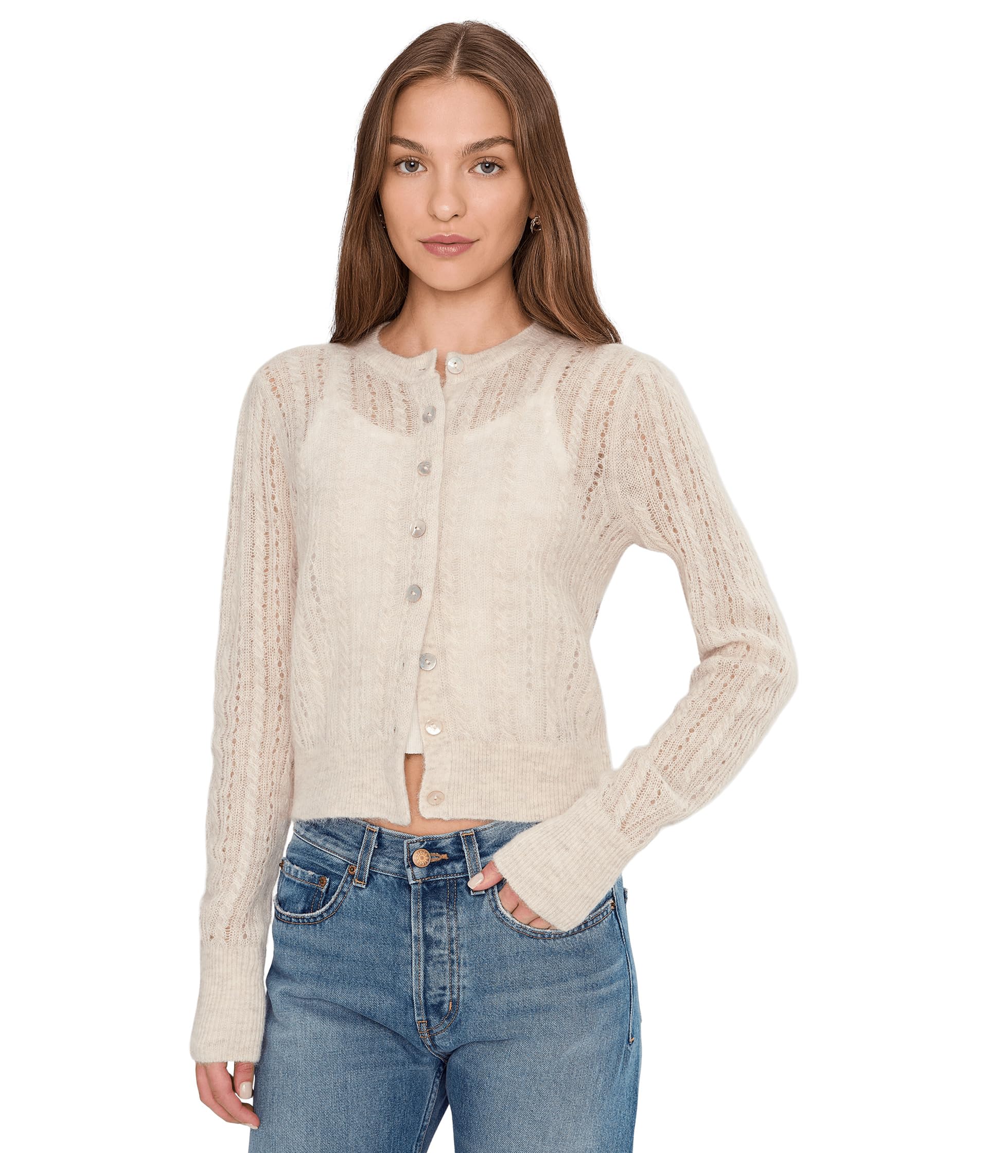 Madewell Womens Pointelle-Stitch Cardigan in Alpaca Blend