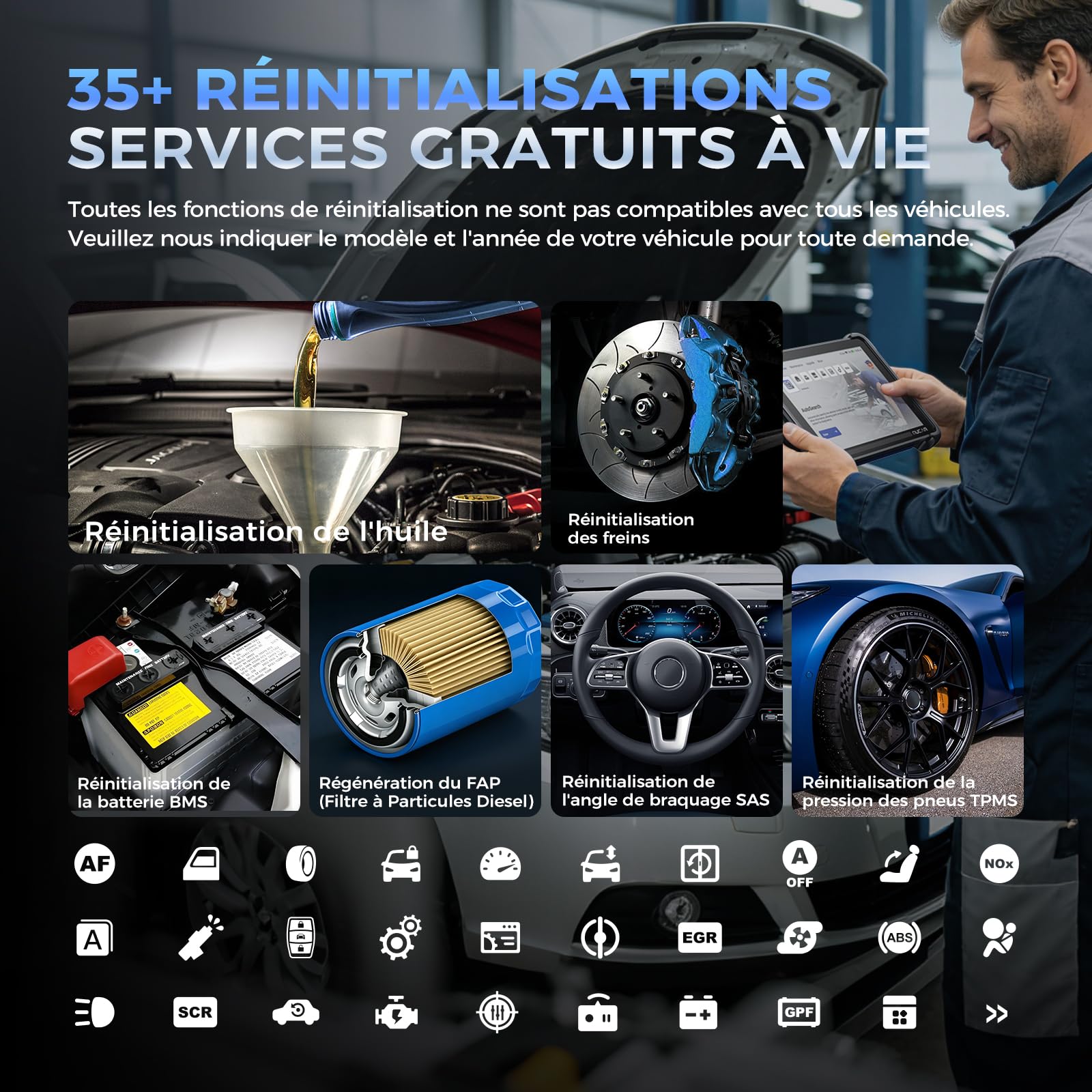 mucar 892BT Valise Diagnostic Auto, Diagnostic Intelligent par IA, Bi-directionnel, Codage en Ligne de l'ECU, Diagnostic Complet du Système, 34+ Services Réinitialisation, Guide V.A.G, CANFD&DOIP&FCA