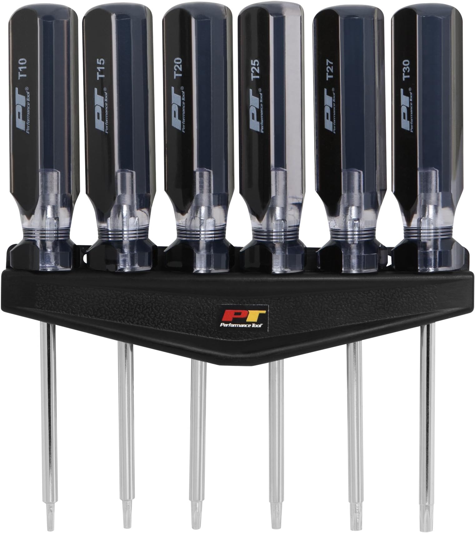 PERFORMANCE TOOLW80006 6-Piece Professional Star Driver Set with Rack