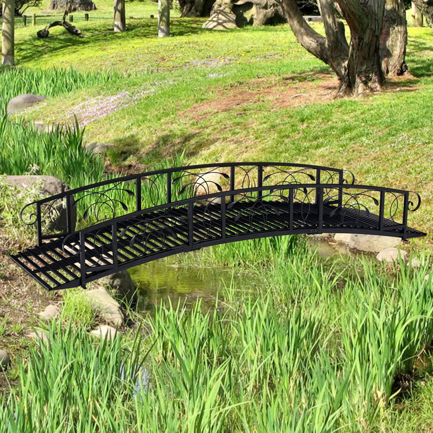 Buy Kinbor Garden Bridge 8 FT Metal Garden Bridges for Outdoors, Arch