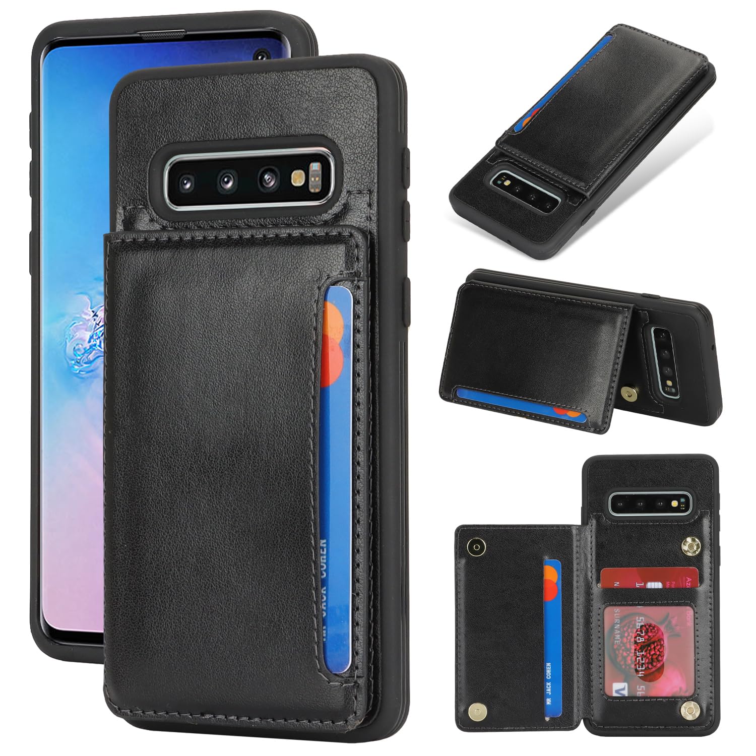 iCoverCase Compatible with Samsung Galaxy S10 Case with Card Holder, S10 Wallet Case for Women Men [RFID Blocking] PU Leather Protective Phone Case