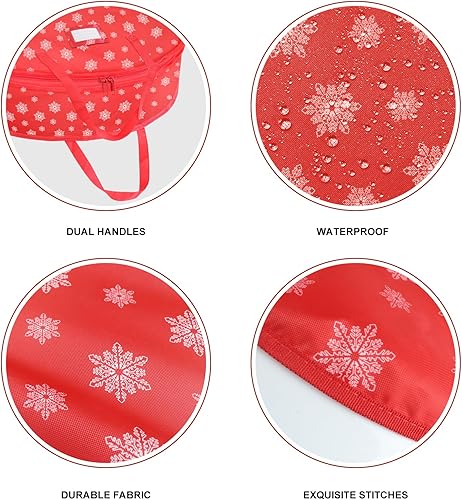 Miniatura 3 de Contenedor de almacenamiento de corona de Navidad, 36 pulgadas, caja organizadora de almacenamiento de coronas impermeable, asas duraderas, cajas de