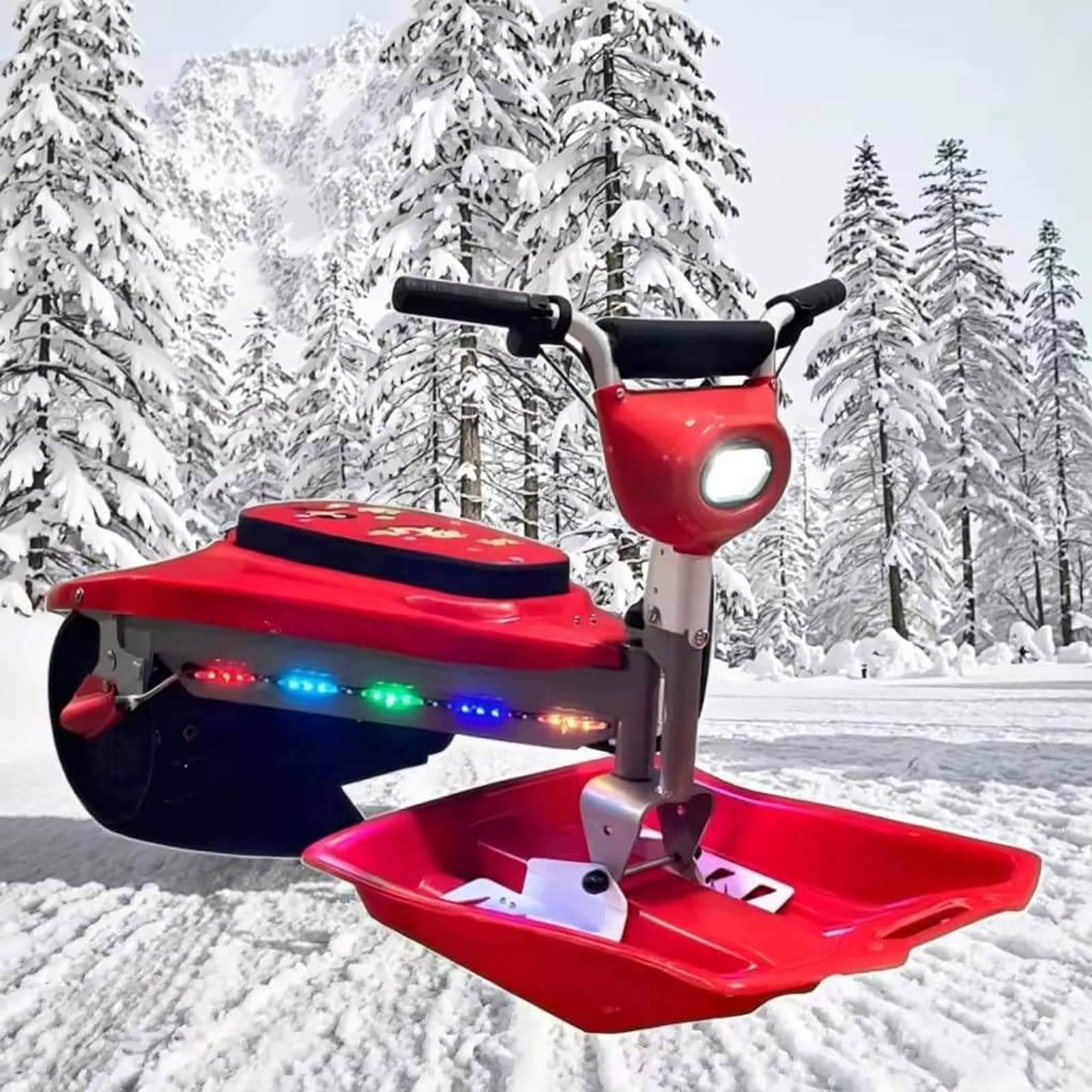 Moto De Nieve Eléctrica Familiar Con Luces LED, Motor Dual De 500W, Alcance De 40Km, Ajuste De Velocidad Baja/Alta, Moto De Nieve Con Orugas, Para Aventuras Invernales Seguras
