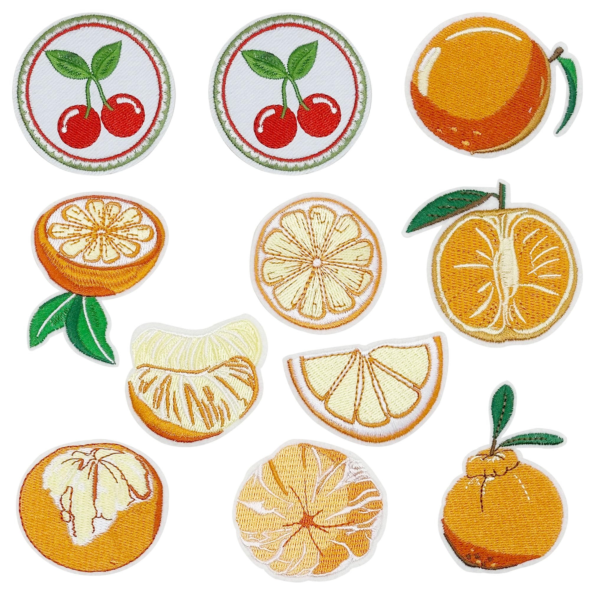 Attuslla 11 PCS Iron on Patches Orange Fruit Stickers Patch Appliques Embroidery Patches for Jacket Backpack Jeans Clothes DIY