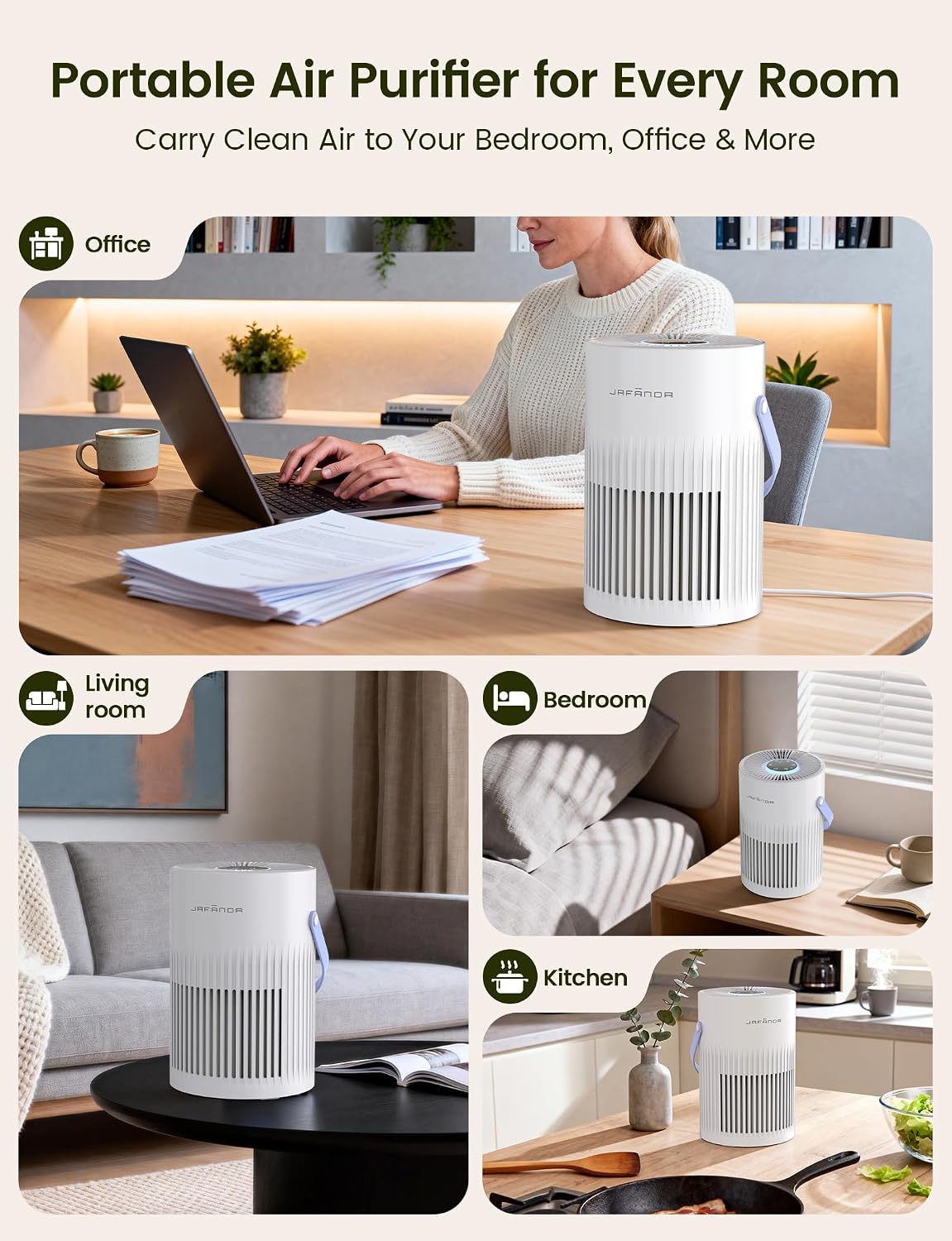 Air Purifers for Home, True HEPA Air Purifier for Bedroom, Air Cleaner for Pet Dander, Quiet Sleep Mode, Portable Air Purifier for Office, Odor, Dust, Smoke - 7