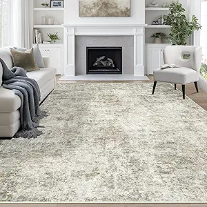 9x12 Area Rugs for Living Room Rug Washable: Abstract Large Rug for Dining Room Bedroom Carpet Non Slip 9 by 12 Indoor Modern Nursery Home Office Beige Brown
