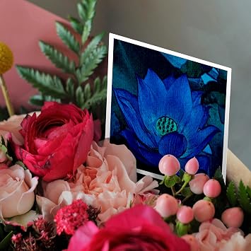Greeting Cards - Blue Lotus - 6 Pack - Flower Art Designs