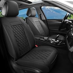 Fundas Asientos Audi A1 Vankerful Par de fundas de asiento de coche, ajuste universal para la mayoría de coches, SUV, sedanes y camionetas, fundas de cojín de piel sintética para vehículos (par delantero, negro)