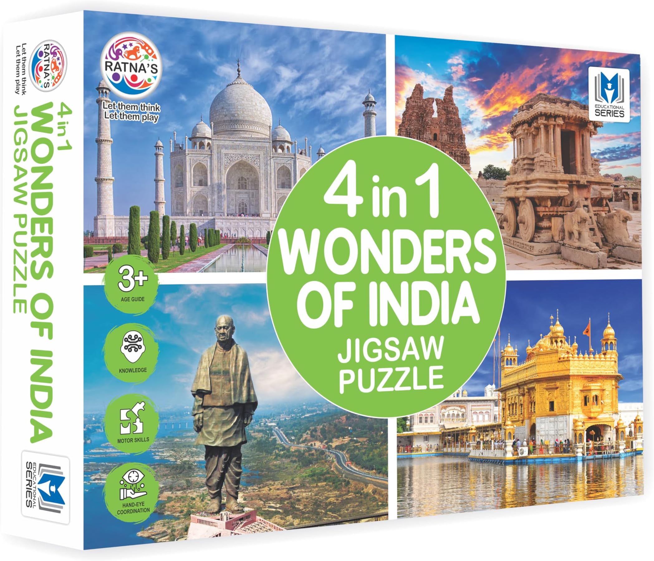 Ratna's 4 in 1 Wonders of India Jigsaw Puzzle (4 x 35 Pieces) Each Puzzle Size 24 x 17 cm Educational Toy for Kids 3+ Years