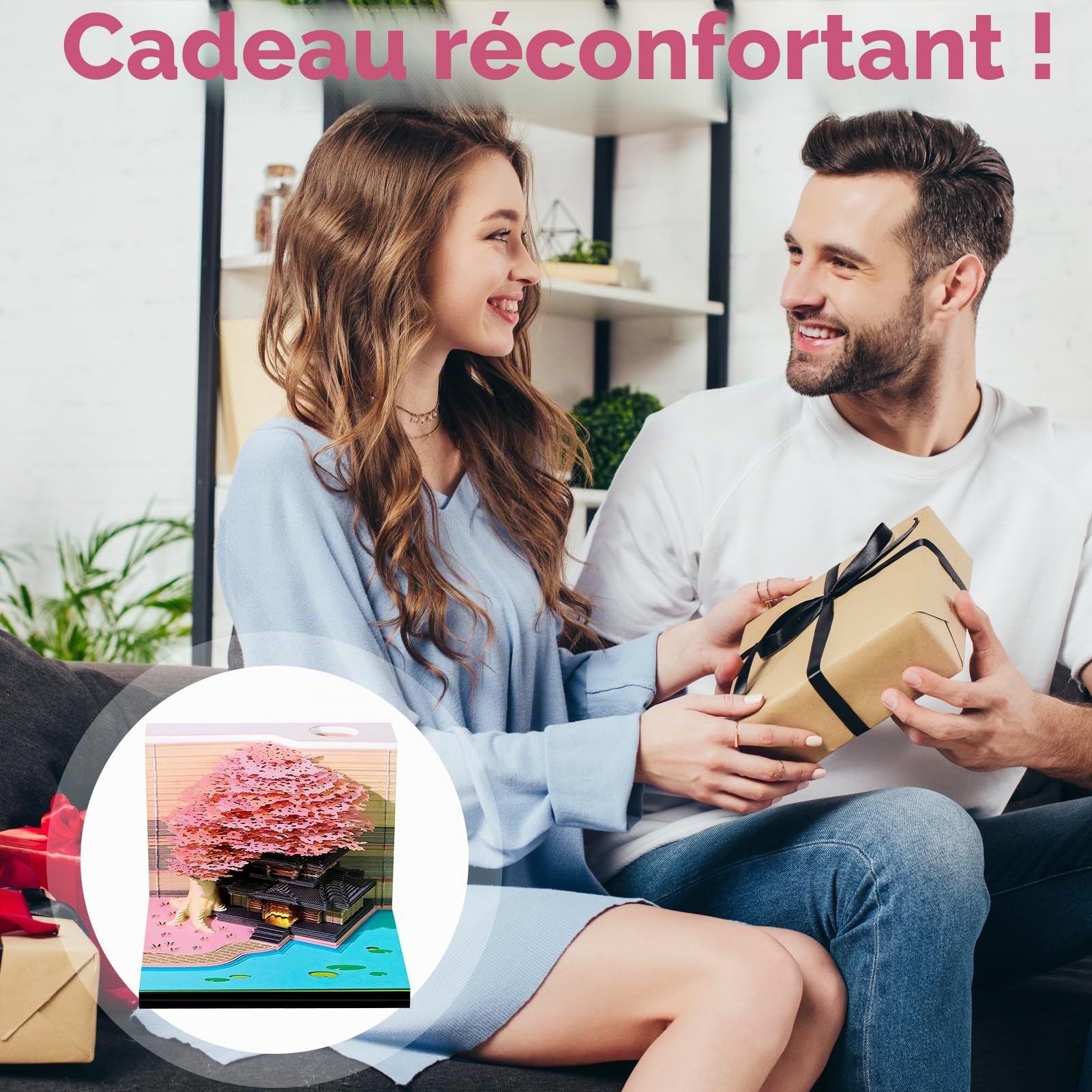 Calendrier 3D 2026 Détachable, Calendrier De Bureau Avec Lumières LED, Bloc-Notes Avec Porte-Stylo, Notes Autocollantes Pour Calendrier, Cadeau Créatif Pour Noël, Décoration d'Intérieur