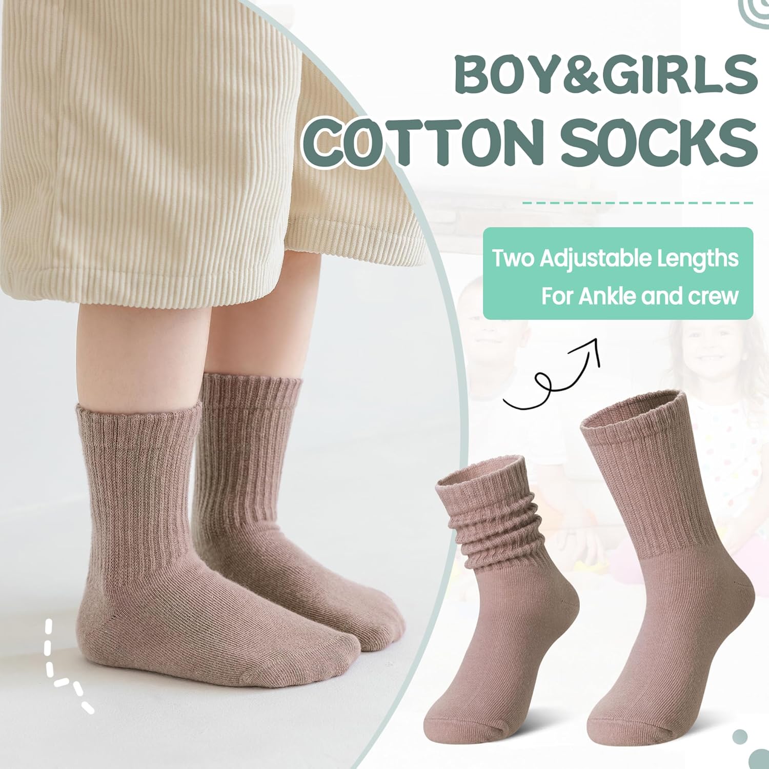 DoSmart Kids Girls Boys Socks Youth Teen Athletic Sport Basketball Soft Breathable Cotton Crew Socks 5 Pairs - Image 3