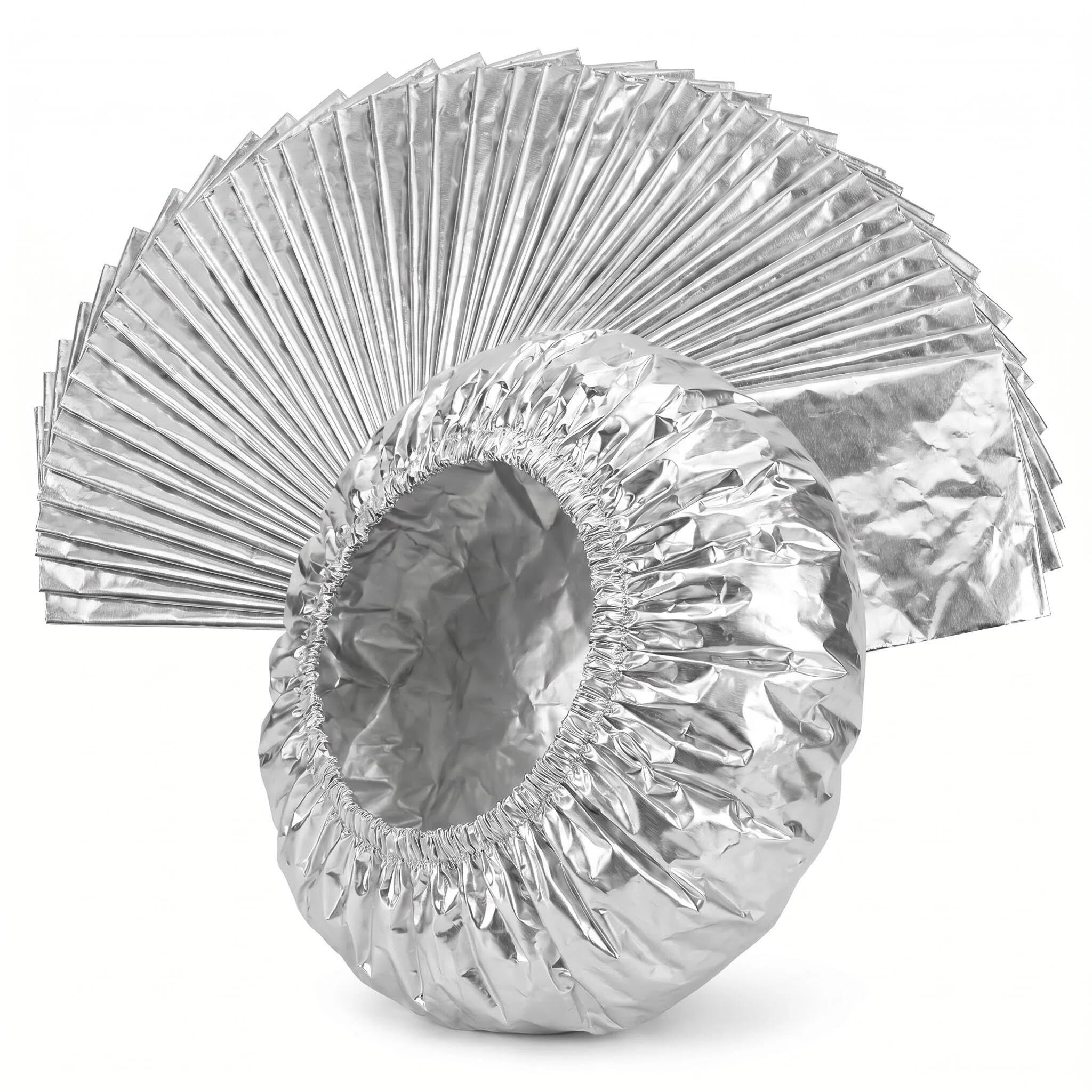 Aluminium Foil Covers,50 Pcs Repeatable Stretchy Foil Food Covers,Reusable Elastic Bowl Covers,Adjustable Aluminum Foil Insulation Cover for Kitchen,Dough Proofing,Food Storage (Fits 11-28cm)