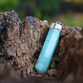 Sugandha Wellness Amazonite Healing Crystal Necklace - Soothe Anxiety & Stress. Brings Peace, Clarity & Communication