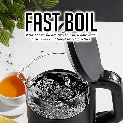 Miniatura 4 de OVENTE Hervidor eléctrico, calentador de agua de ebullición rápida de 1.7 L con pantalla táctil digital, exterior de doble pared al tacto frío, 5