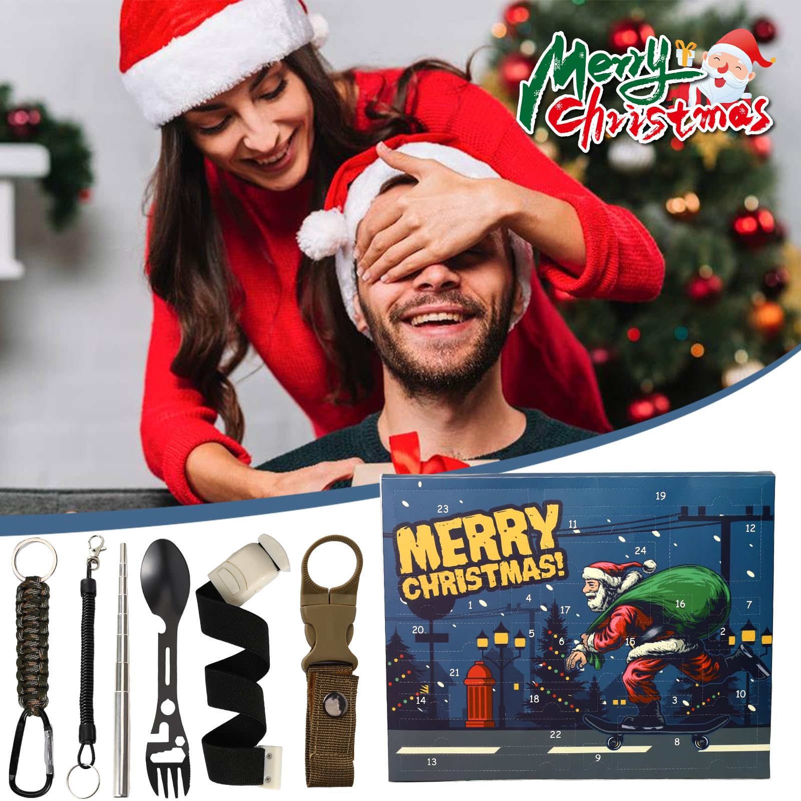 Survival Adventskalender 2025 Für Männer - 24-tägiges Werkzeug & Outdoor Set