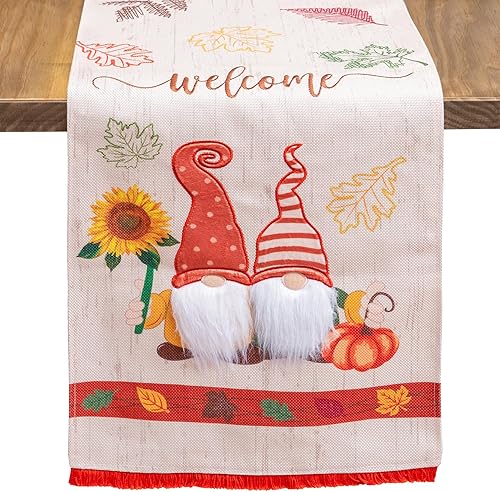 Camino de mesa de lino para decoración de otoño, cosecha de otoño, vintage, decoración de mesa de comedor para interiores y exteriores, fiesta en el